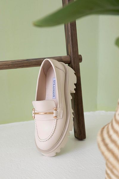 STRASWANS Pantofi mocasin din piele naturală pentru femei Fred, în interior și în exterior, bej