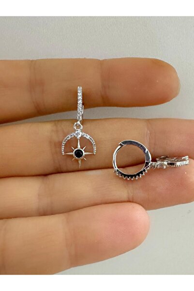 Arescollection ZİRKON TAŞLI HİLAL VE KUTUP YILDIZI SALLANTILI 1 ADET HELİX KI...