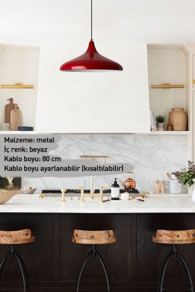 Bamyum Champion Kırmızı Metal Avize Tekli Sarkıt Salon Mutfak Hol Ofis Cafe Butik Lamba Aydınlatma