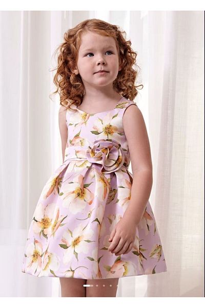 Abel & Lula Girl's Floral Mikado Dress 5054