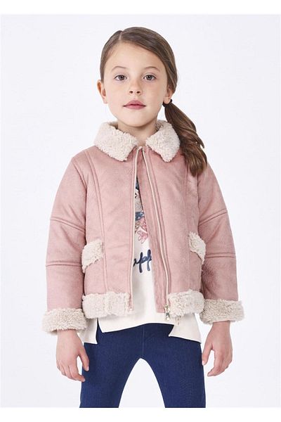 MAYORAL Short Suede Coat - Girl, Fur Lined, Model 4414