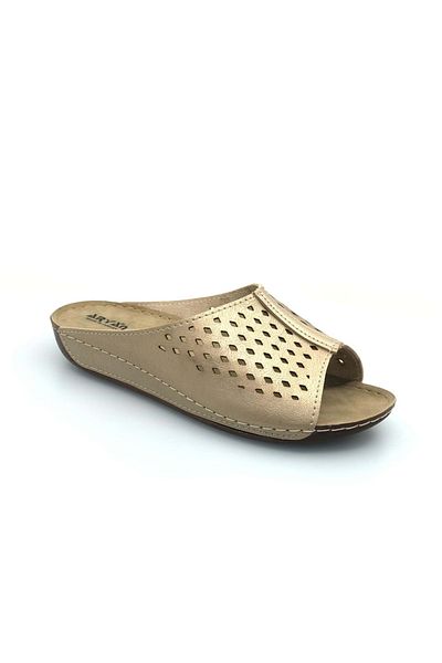 Kids Club Shoes Aryan 08-227 Γυναικείες Ορθοπεδικές Γυναικείες Παντόφλες GOLD