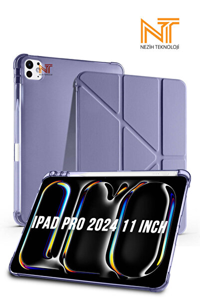 Nezih Case Apple iPad Pro 11 2024 Kalem Bölümlü Standlı Uyku Modlu Akıllı Kılıf