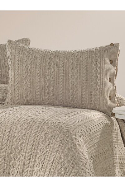 YGT Home Triko Örgülü 50x70 Yastık Kılıfı Vizon