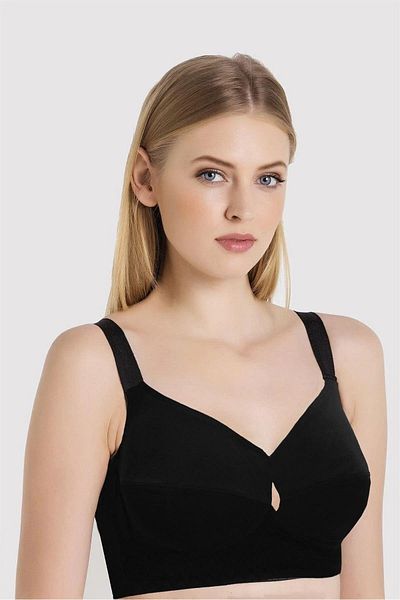 Magic Form 1818 Women's No Underwire Gathering Bra-Black