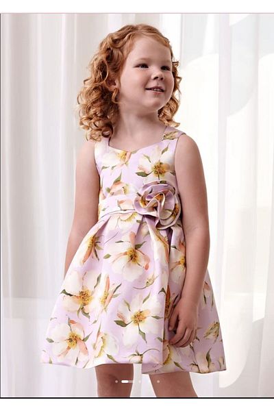 Abel & Lula Girl's Floral Mikado Dress 5054