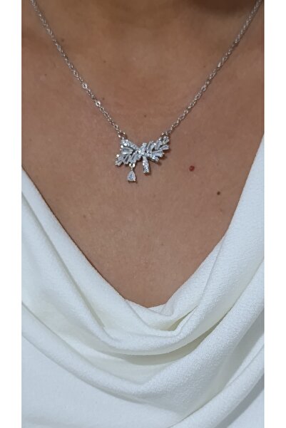 MENTAŞ Women's Bow Necklace Silver Silver 45cm Bijouterie Necklace