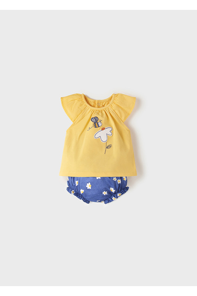 MAYORAL طقم تيشيرت صيفي للفتيات الصغيرات مكون من قطعتين 1202