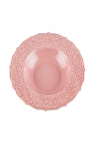 KANCAEV Lace Collection Soup Plate, 22cm. Pink Sold as a Set of 2.