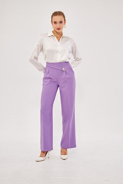 LOVELF Lilac Square Buttoned Wide Leg Trousers