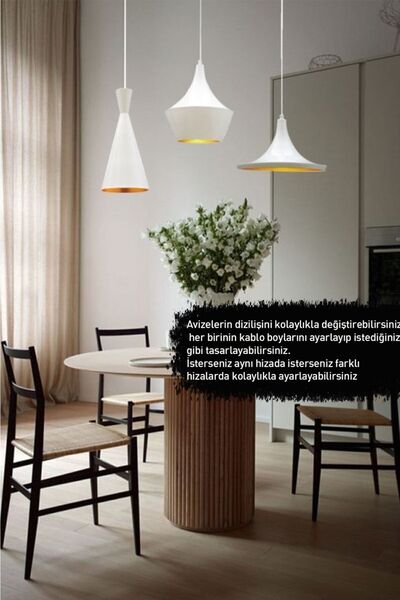 Bamyum Üçlü Eximia Sarkıt Lamba Yemek Masası Oturma Odası Mutfak Salon Otel Showroom Ev Hediyesi