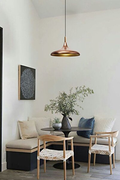 Bamyum Bakır Champion Ahşap Tekli Avize Sarkıt Salon Mutfak Cafe Butik Lamba Aydınlatma Avizeler