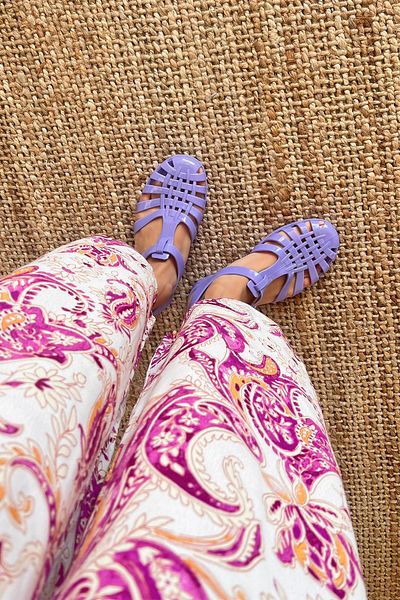 STRASWANS Regina Women's Buckle Detail Transparent Sandals Lilac