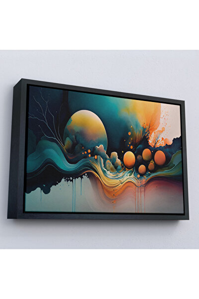 Oxyteez Pictură de noapte abstractă colorată cu cadru din lemn-7218