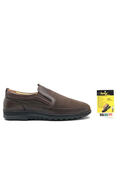 Kids Club Shoes Forex 23-2549 Мъжки ежедневни обувки от естествена кожа с перфорация, препоръчани от Dr. Recommended, КАФЯВИ