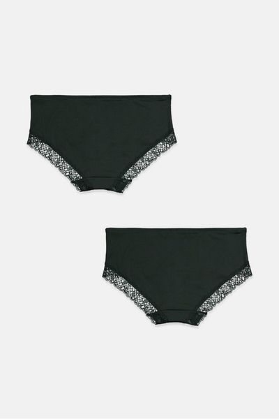 Tchibo Women 2 Pack Solid Briefs, Dark Green