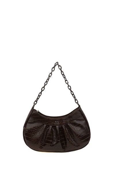 Bilik Deri Coffee-Croco Women's Shoulder Bag Blkor Venezia