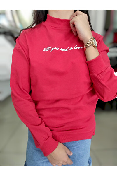 Sublime Butik Γυναικείο κείμενο με λεπτομέρεια Crew Neck κανονικό φούτερ