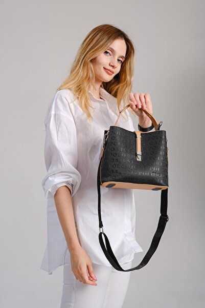 Just Polo Women's Embossed Printed Lock Detailed Vegan Shoulder and Hand Bag ...