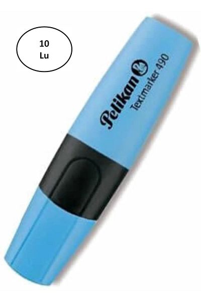 Mu Art Pelikan 490 Highlighter Marker Pen Blue 10'Lu