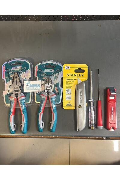 TOTAL 6 Parça Usta Seti 180 Mm Pense 160 Mm Yan Keski İzeltaş Set Yüksek Kalite NMS HIRDAVAT