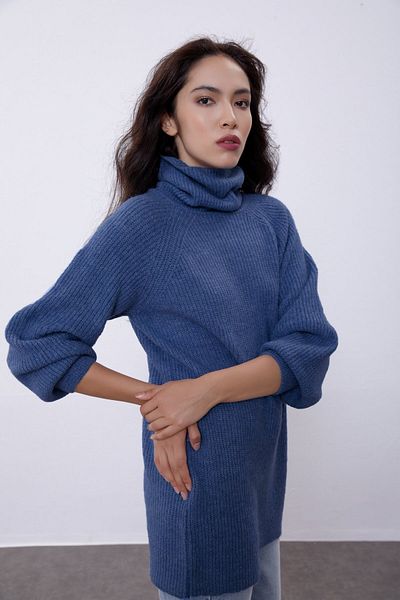 SHERIN Tunica de tricotaj oversize albastru închis