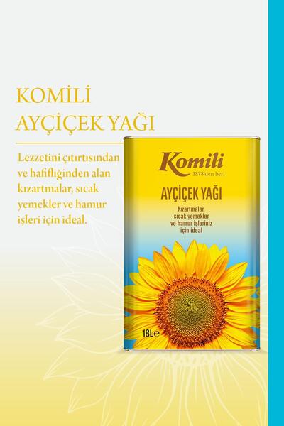 Komili Ayçiçek Yağı 18 Lt Teneke