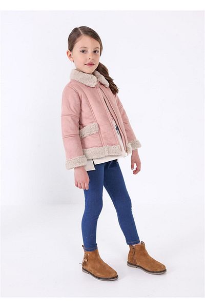 MAYORAL Short Suede Coat - Girl, Fur Lined, Model 4414