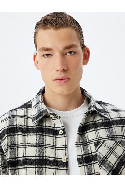 Koton Cotton Blend Lumberjack Shirt - Long Sleeve and Pocket Detail