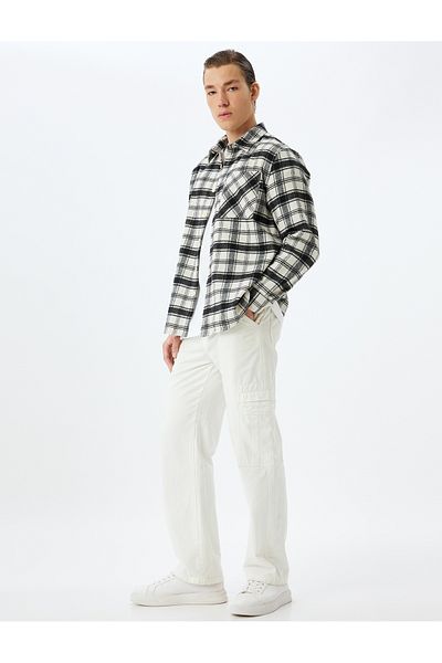 Koton Cotton Blend Lumberjack Shirt - Long Sleeve and Pocket Detail