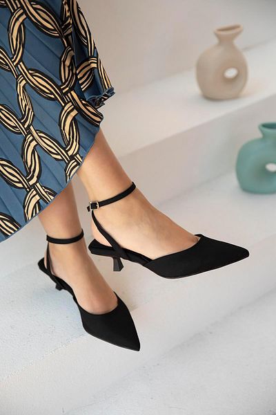 STRASWANS Rocco Women's Heeled Fabric Sandals Black
