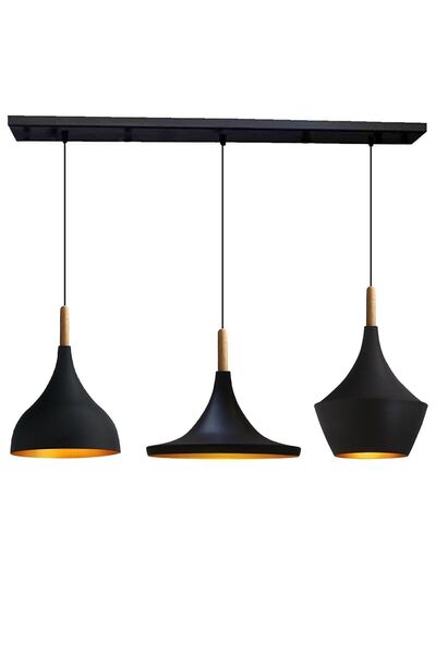 Bamyum Üçlü Kosta Ahşap Başlık Avize Sarkıt Yemek Masası Üstü Iç Mekan Cafe Modern Otel Restoran