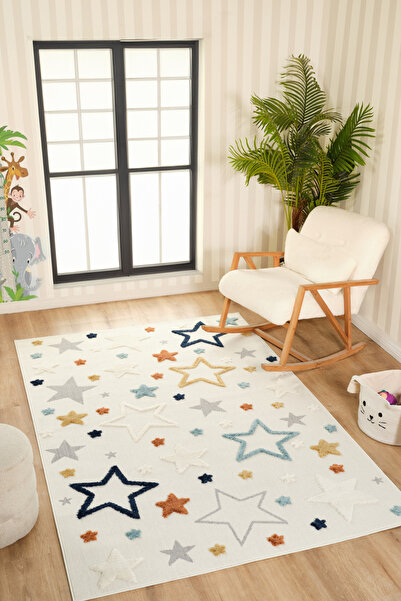 venucci home & living Quincey Bukleli Yumuşak Peluş Post Shaggy Krem Çocuk Odası Oturma Odası Salon Mutfak Halısı