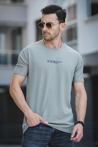 Oksit Ανδρικό μπλουζάκι Ft Dont Limit Printed Waffle Crew Neck Lycra Slim Fit