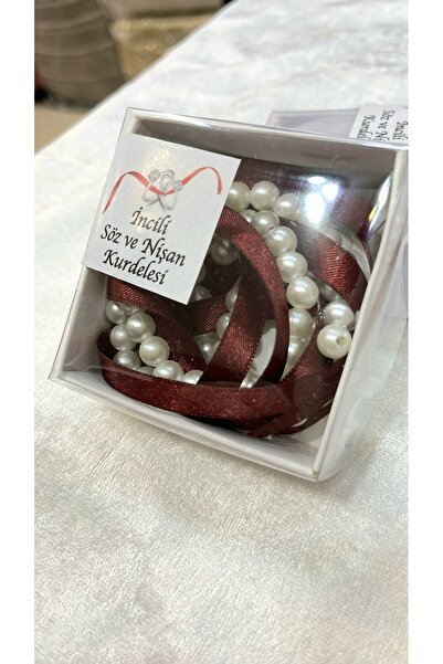 yörük tuhafiye Burgundy Promise Engagement Ring Ribbon, with Spilled Pearls