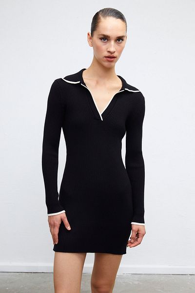 VATKALI Rochie din tricot cu decolteu polo