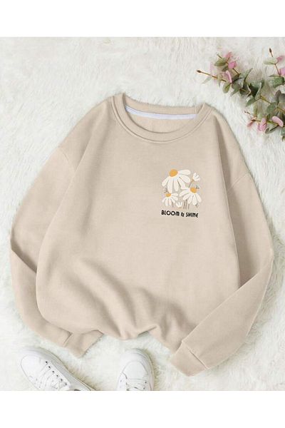 FAVORİST Φούτερ BLOOM & SHINE Printed Crew Neck OVERSIZE (ΦΑΛΗ ΕΦΑΡΜΟΓΗ)