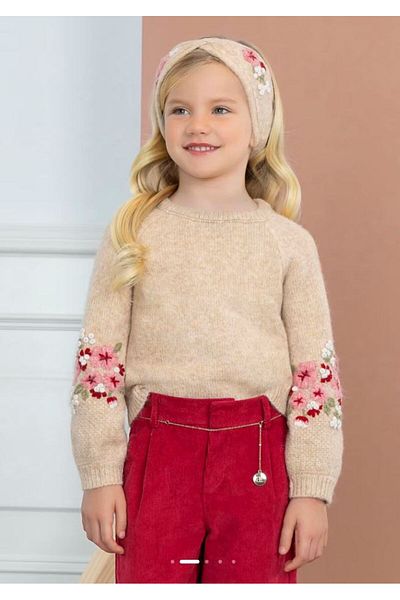 Abel & Lula Set bandana pulover broderie fetita Ael&lula 5860