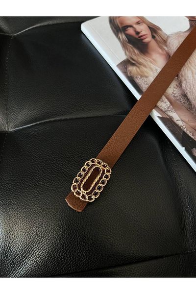 ZR Accessory Λεπτή γυναικεία ζώνη σε χρυσό χρώμα με αγκράφα, ζώνη παλτό, ζώνη πουκάμισου, ζώνη φορέματος