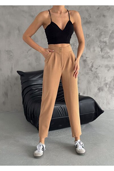 RB CLUB Γυναικείο ψηλόμεσο παντελόνι καρότο