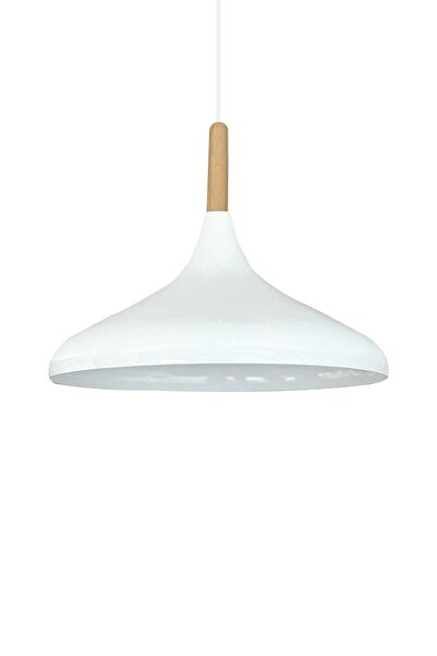 Bamyum Beyaz Iç Renk Beyaz Champion Ahşap Tekli Avize Sarkıt Salon Mutfak Lamba Aydınlatma Avizeler