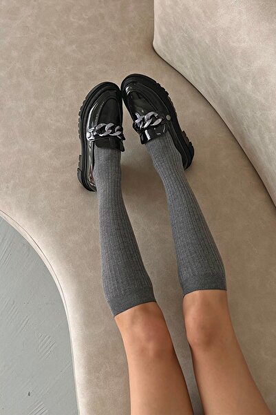 STRASWANS Rens Women's Thick Sole Patent Leather Loafer Shoes Black