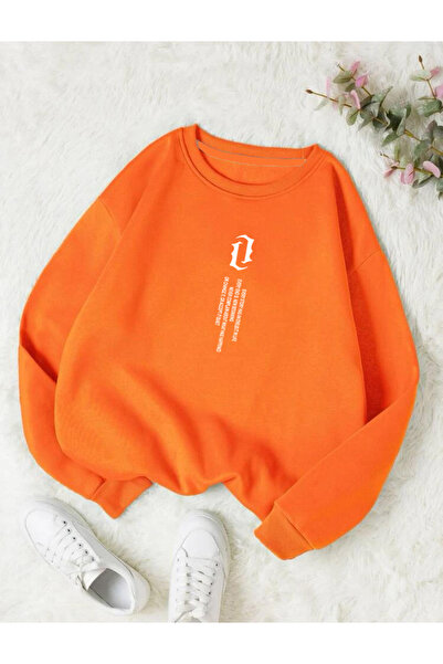 FAVORİST Унісекс вертикальний принт на велосипедному комірі OVERSIZE світшот