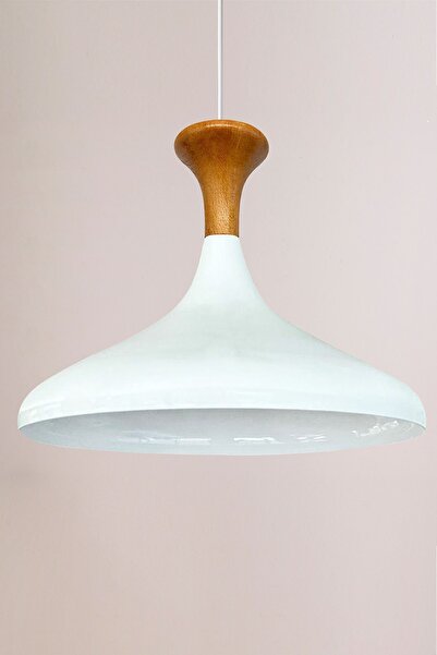 Bamyum Champion Beyaz İç Beyaz Ahşap Mantar Başlık Tekli Avize Salon Oturma O...