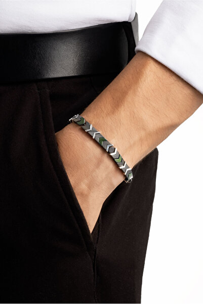 So CHIC... Colorful Hematite Stone 21 cm Steel Men's Bracelet