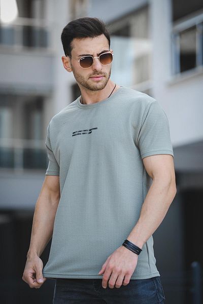 Oksit Ανδρικό μπλουζάκι Ft Dont Limit Printed Waffle Crew Neck Lycra Slim Fit
