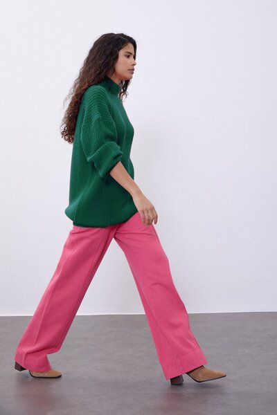 SHERIN Yeşil Uzun Tüp Kazak