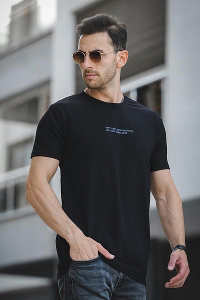 Oksit Ανδρικό μπλουζάκι Ft Dont Limit Printed Waffle Crew Neck Lycra Slim Fit