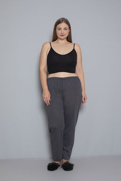 Orly More Plus Size Women's Cotton Elastic Waist Thin Fabric Pocketless Pajama Bottoms