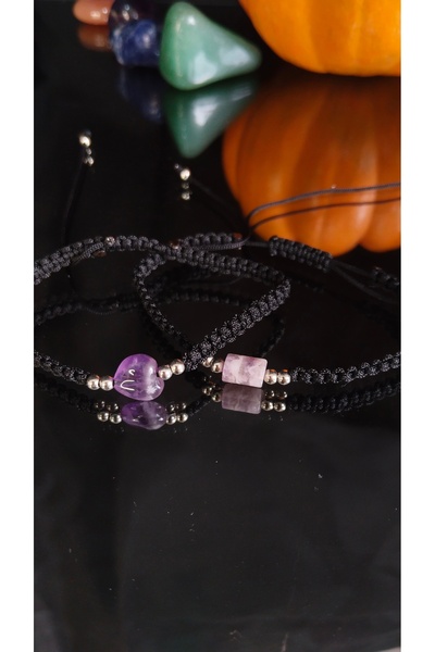 kuartz سوار زوجين (حبيبته) معتمد من الجمشت. يُباع بالزوجين. قطع القلب والأسطوانة